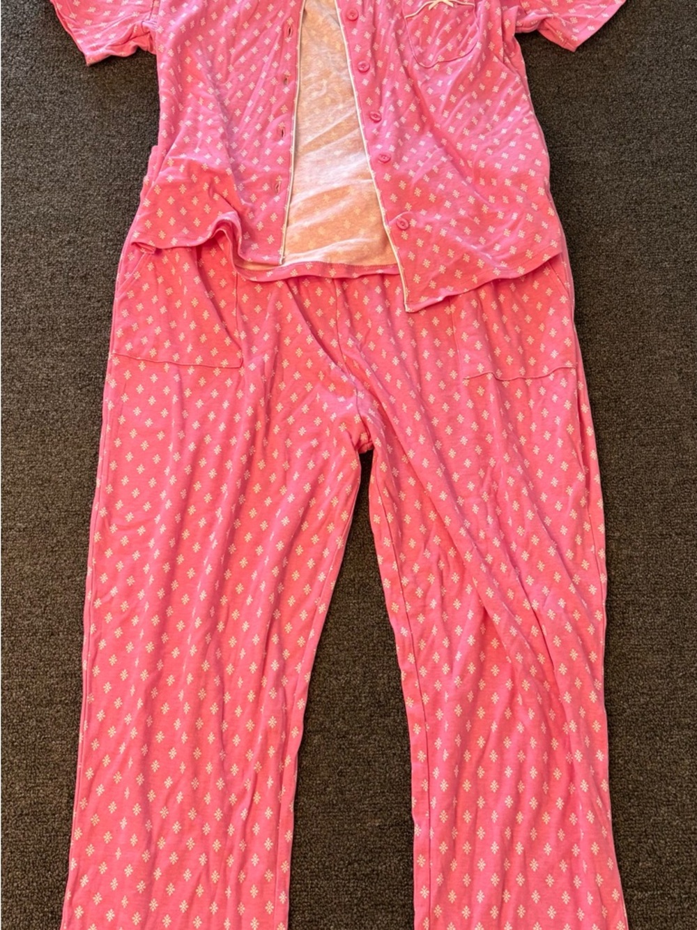 Pink Patterned Womens Pajama Set